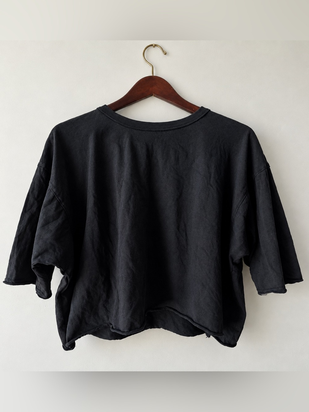 Double Zero Black Oversized Boxy Cropped T-Shirt Size Large